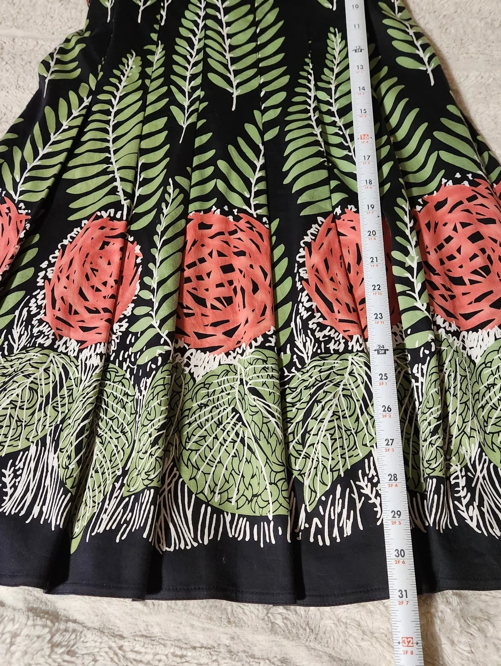 Kay Unger New York Strapless Dress Sz 4 Pleated Black Floral Tropical Print